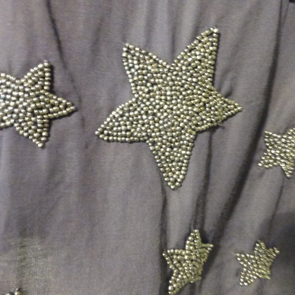 GUESS dark gray beaded stars sleeveless semi-sheer top - Picture 3 of 5